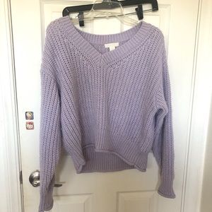 V-neck Chunky Cable Sweater